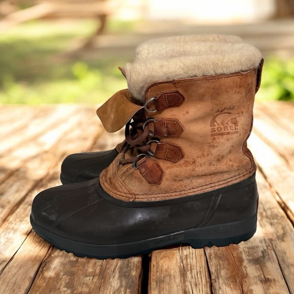 Vintage Kaufman SOREL Alpine Boots - Made in Canada - Women\'s Size 11 - Tan/Navy main image 9
